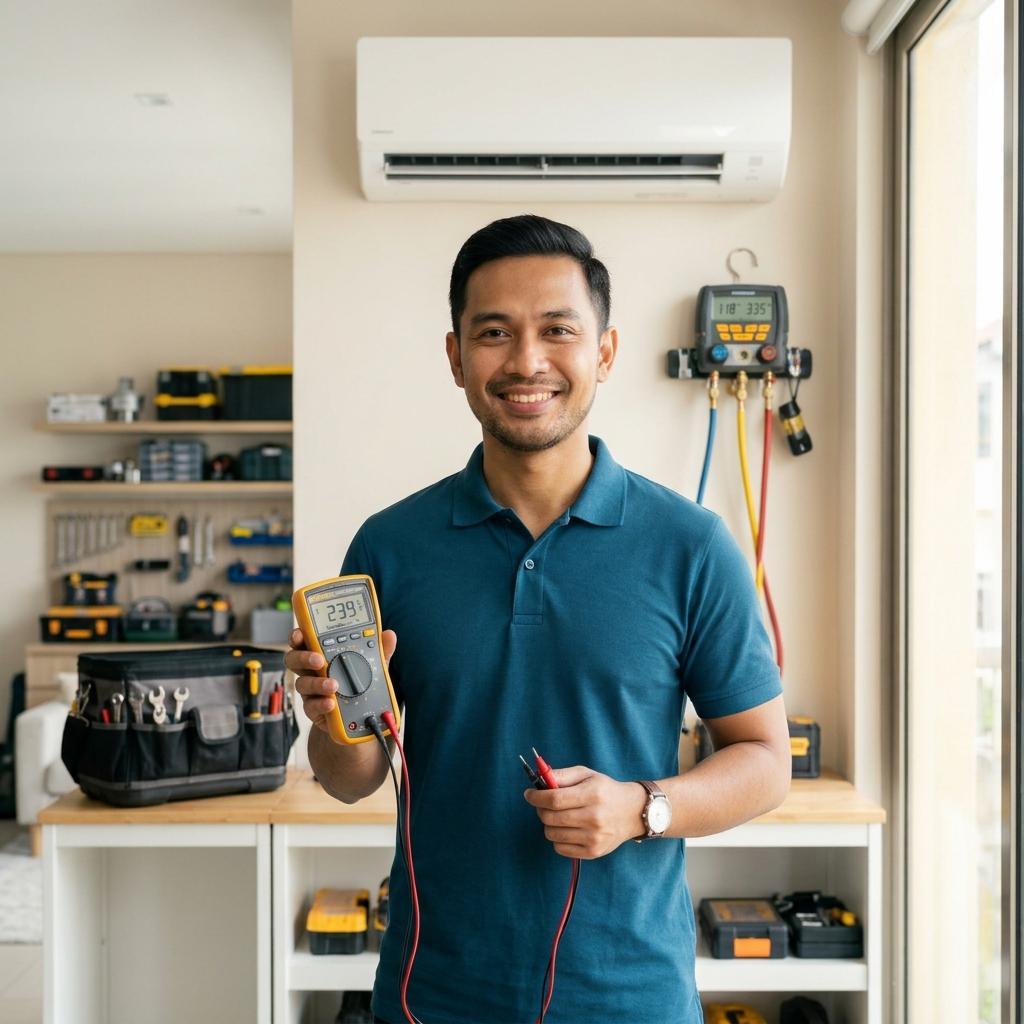Mr Azman, Founder and Lead Aircond Specialist at AJ Cooler Aircond Puchong